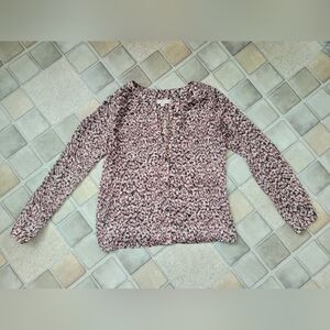 LOFT Sheer long sleeve button-up Blouse Size Small